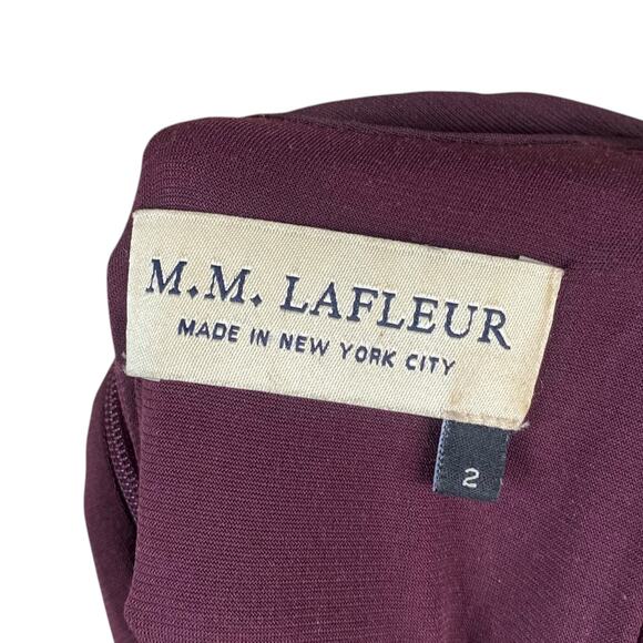 M.M. Lafleur Blair Blackberry Purple Crepe Twisted Ruched Sheath Dress SZ 2 - Picture 9 of 10